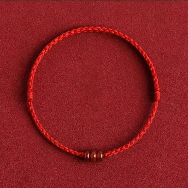 Buddha Stones Pulsera tobillera minimalista de protección con cuentas de ágata roja y ábaco - Tobillera roja (circunferencia de la tobillera: 17–25 cm) - image 2