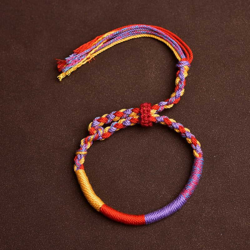 Buddha Stones Pulsera tibetana de cuerda multicolor inspirada en el folclore - Pulsera multicolor (circunferencia de la muñeca: 16–20 cm) - image 1