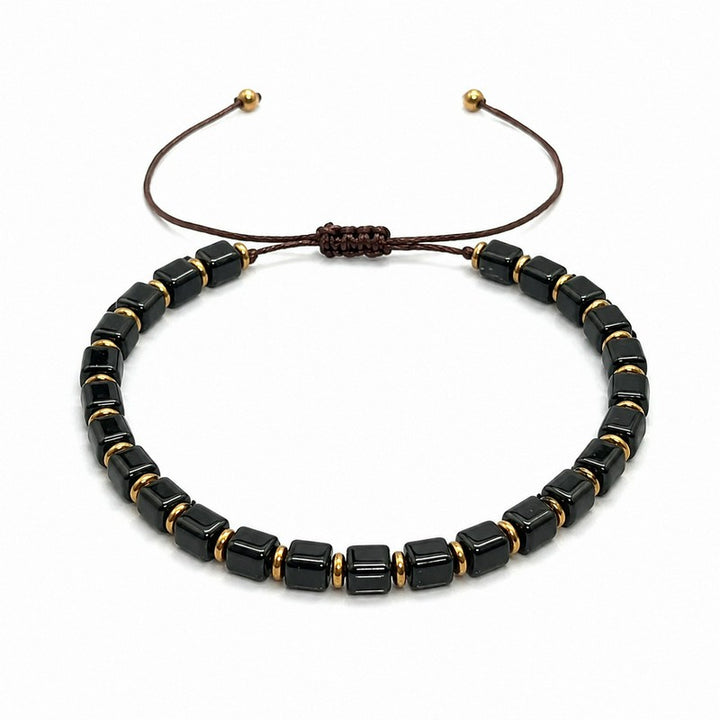 Buddha Stones Pulsera ajustable trenzada con cuentas cuadradas de obsidiana negra - image 4