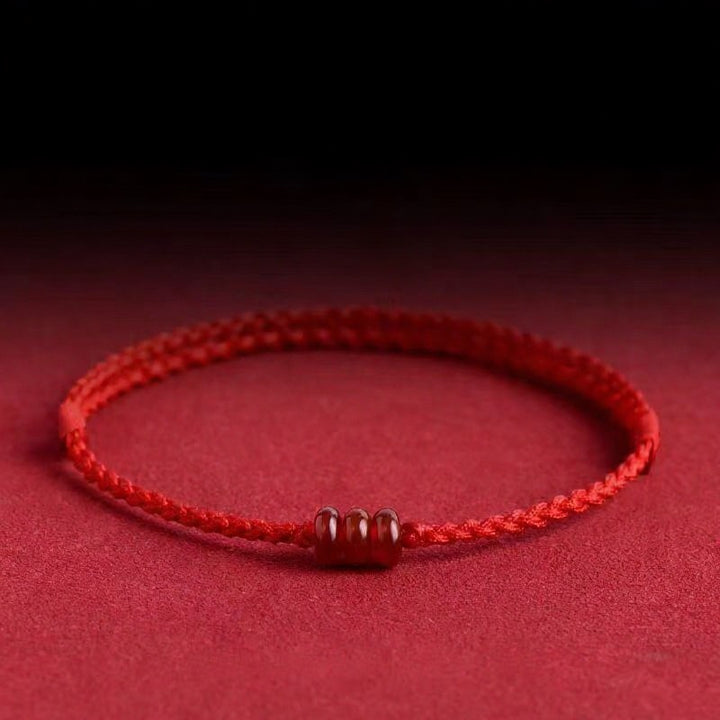 Buddha Stones Pulsera tobillera minimalista de protección con cuentas de ágata roja y ábaco - Pulsera roja (circunferencia de la muñeca: 5,5–7,1 pulgadas/14–18 cm) - image 0