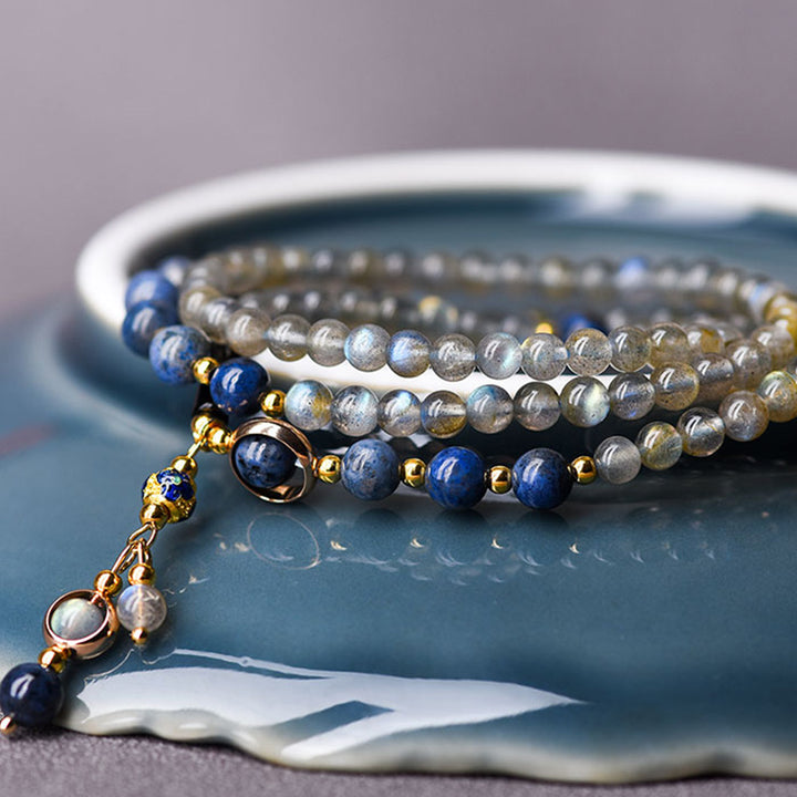 Pulsera Positiva Curativa Calma Lazurita Piedra Lunar