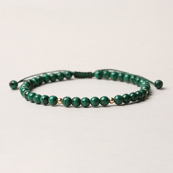 Pulsera de hilo de calma y protección de malaquita natural con Buddha Stones