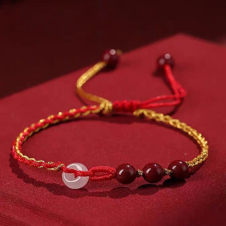 Pulsera de bendición con hebilla de paz de jade cinabrio natural con Buddha Stones