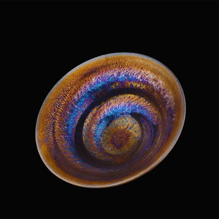 Taza de té de cerámica esmaltada de Vía Láctea colorida Jianzhan chino con Buddha Stones, taza de té Tenmoku Kung Fu