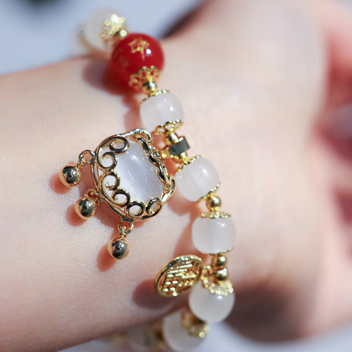 Pulsera de bendición de personaje Fu con dije de cerradura china de molino de Buddha Stones
