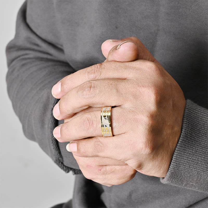 Anillo de acero de titanio con resistencia de protección tallada con dragón de Buddha Stones