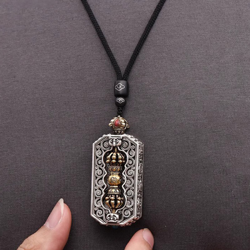 Buddha Stones tibetano Om Mani Padme Hum tallado Dorje Vajra giratorio patrón de loto pureza COLLAR COLGANTE de cuerda