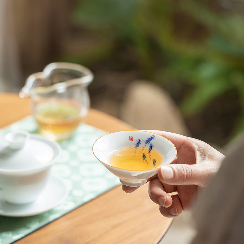 Taza de té de Kung Fu con Buddha Stones, flor de Mandala, pez Koi, pájaro de loto, caquis, 50ml