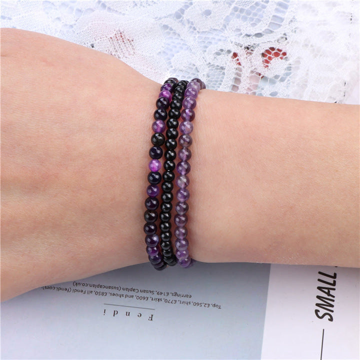 Buddha Stones 3 piezas de piedra de cristal natural paz interior pulsera espiritual