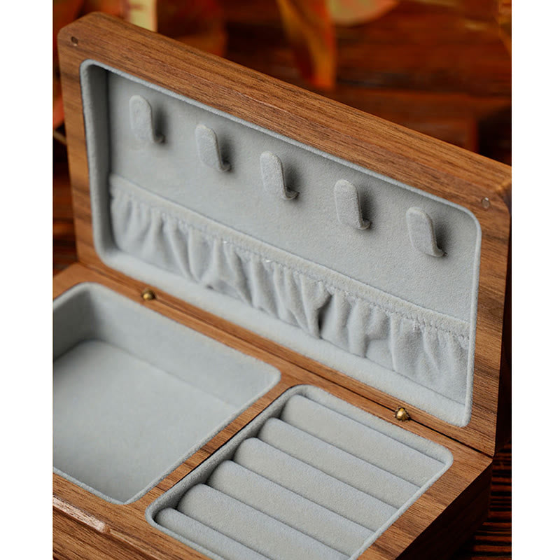 Caja de regalo de madera hecha a mano vintage de madera de nogal negro para guardar joyas