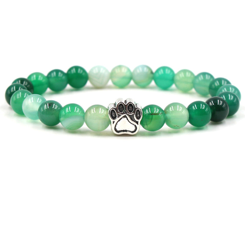 Pulsera de calma positiva con pata de perro de ágata verde de ágata india