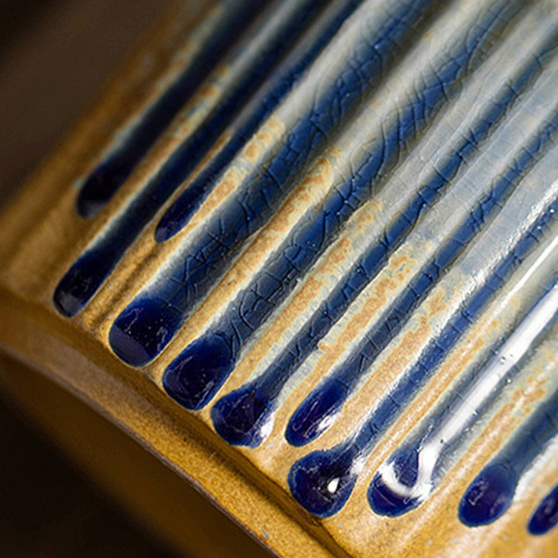 Taza de café de cerámica con cambio de horno a rayas Retro de Buddha Stones, taza de café y té de cerámica rugosa con platillo de 250ml