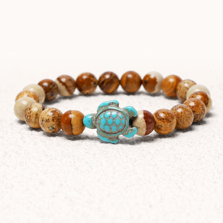 Pulsera de bendición de turquesa de tortuga marina de piedra natural de Buddha Stones