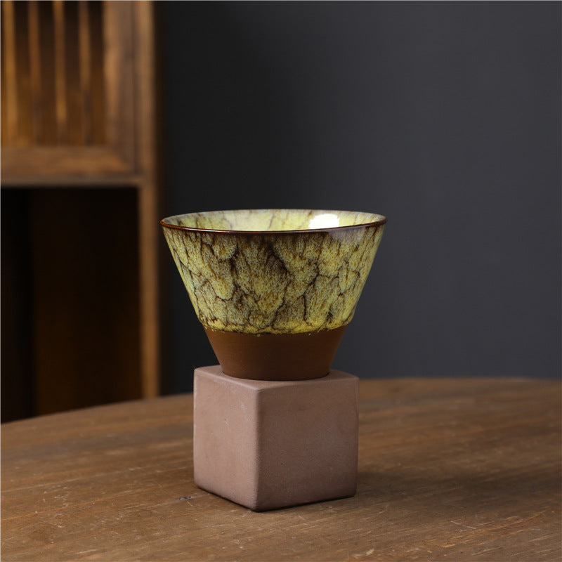 Taza de café de cerámica con cambio de horno Retro Buddha Stones, taza de café expreso con Base de 200ml