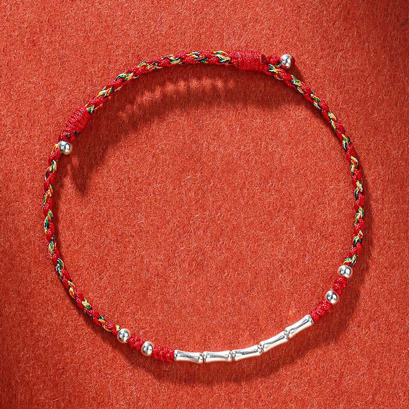 Pulsera de cuerda trenzada de protección de bambú multicolor hecha a mano con Buddha Stones Tíbet