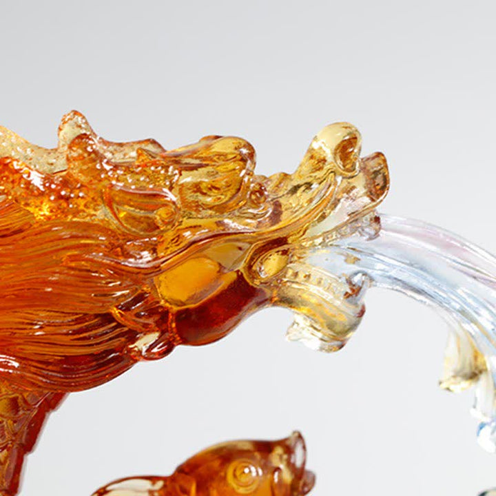 Buddha Stones Feng Shui Dragón Koi Pez hecho a mano Liuli Crystal Art Piece Decoración de la Oficina del Hogar - image 5