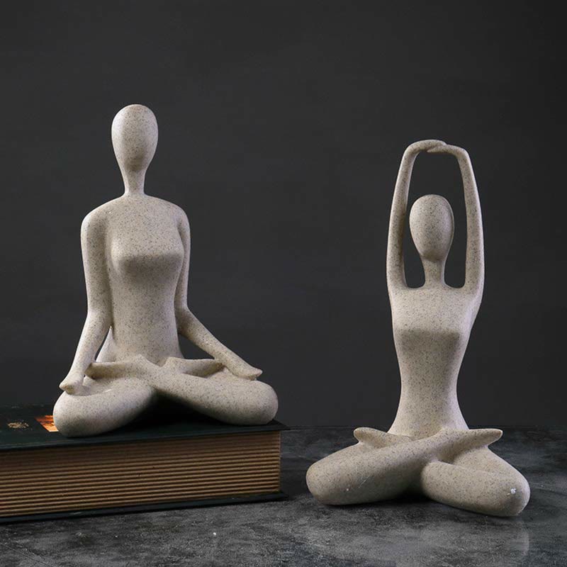 Decoración de escritorio de escultura de estatuilla espiritual de resina de ejercicio de meditación de Yoga abstracto