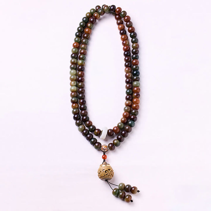Buddha Stones 108 cuentas Mala Color Dunhuang semilla Bodhi cuenta Dzi mantener alejados los espíritus malignos pulsera