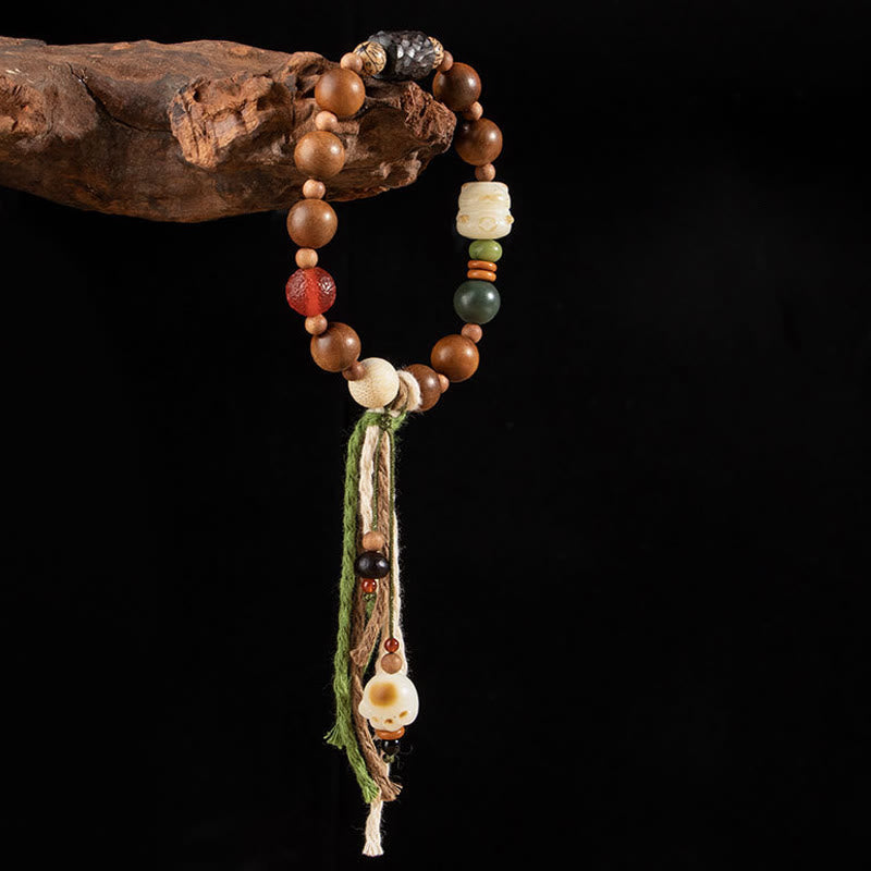 Buddha Stones, rayo, madera, semilla Bodhi, garra de gato, protección auspiciosa, pulsera con borlas - image 3