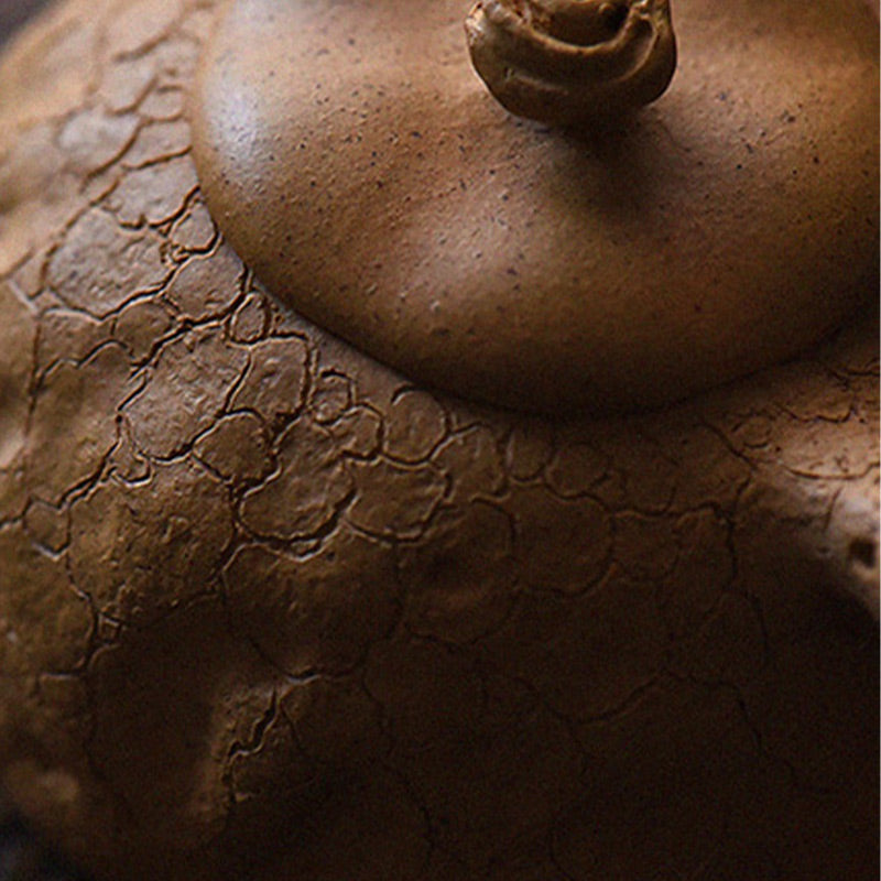 Tetera de kungfú de arcilla púrpura con textura de árbol Vintage hecha a mano con Buddha Stones 220ml