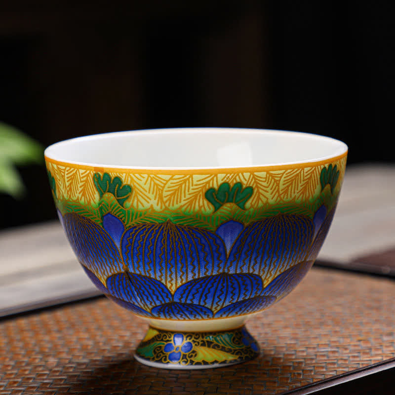 Tazas de té de flor de taza de té de cerámica de loto de Buddha Stones 100ml