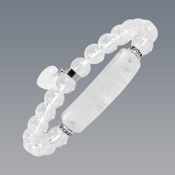 Pulsera de cuentas curativas de corazón de amor de cuarzo natural con Buddha Stones