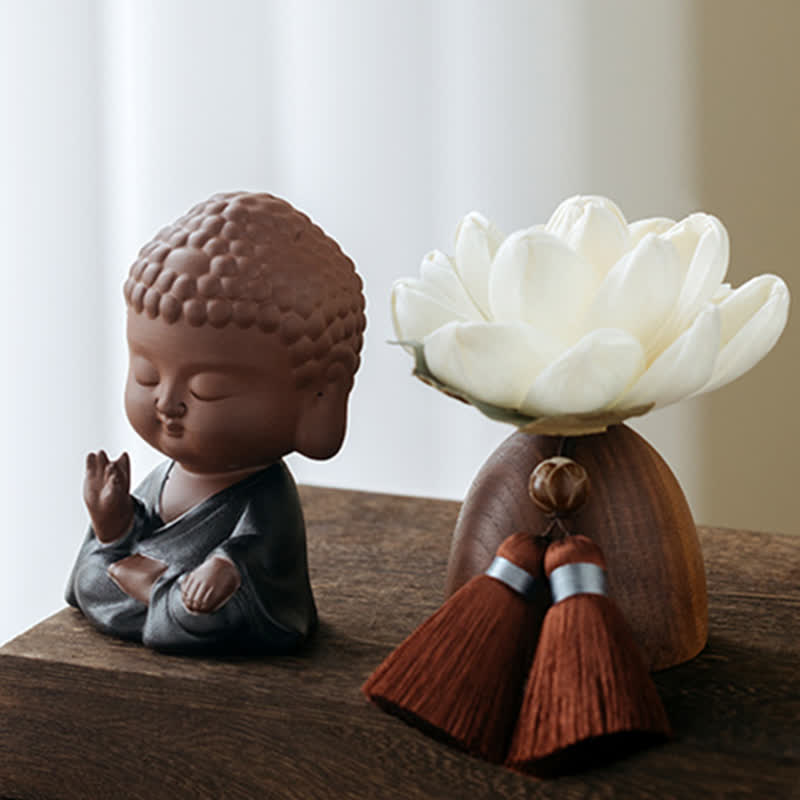 Decoraciones de cura calmante de flor de Buda de madera de melocotón negro