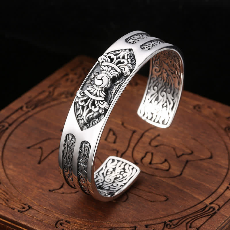 Brazalete de plata de ley 925 con grabado de poder espiritual Vajra Dorje - image 1
