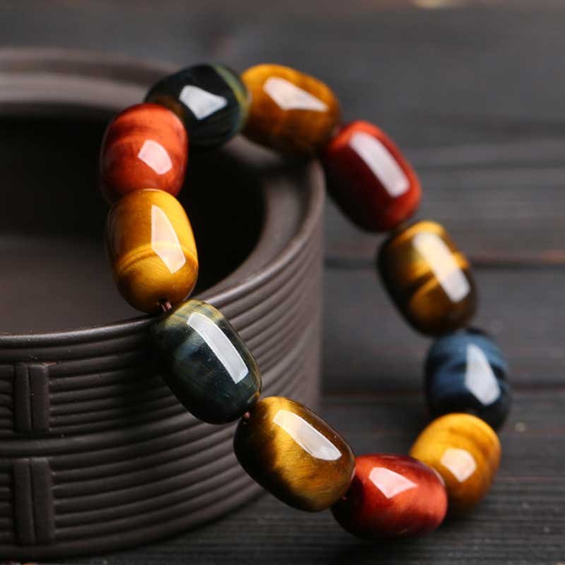 Pulsera de protección curativa de ojo de tigre natural con Buddha Stones