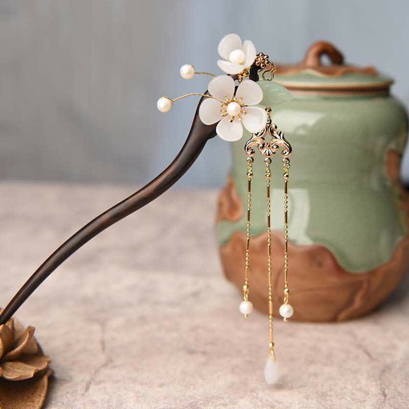 Buddha Stones Flor de ébano Protección Bendición Horquilla Decoraciones
