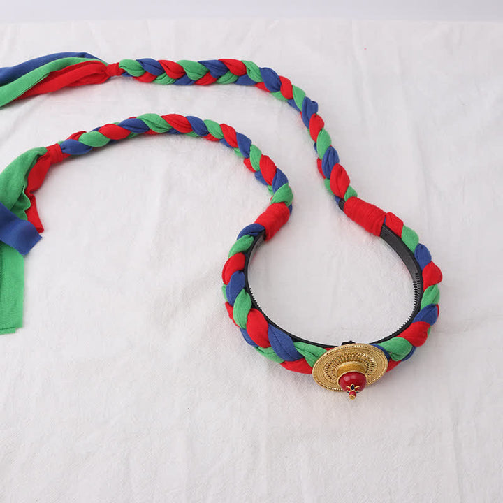 Accesorios para el cabello con cuentas de borlas coloridas tibetanas - Azul - Talón - image 7