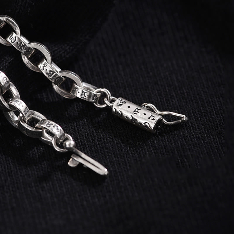Pulsera de metal creativa con diseño tallado de Om Mani Padme Hum de plata de ley 925 con Buddha Stones - image 5