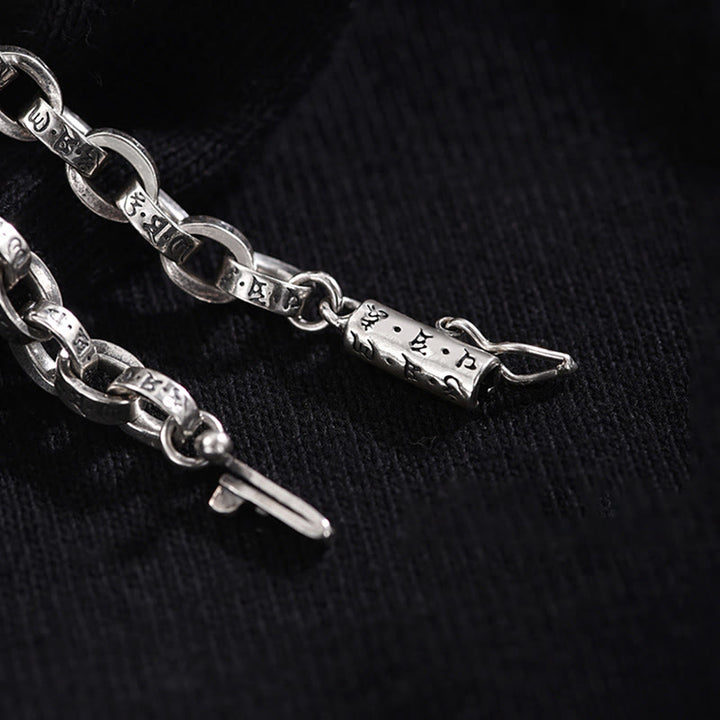 Pulsera de metal creativa con diseño tallado de Om Mani Padme Hum de plata de ley 925 con Buddha Stones - image 5