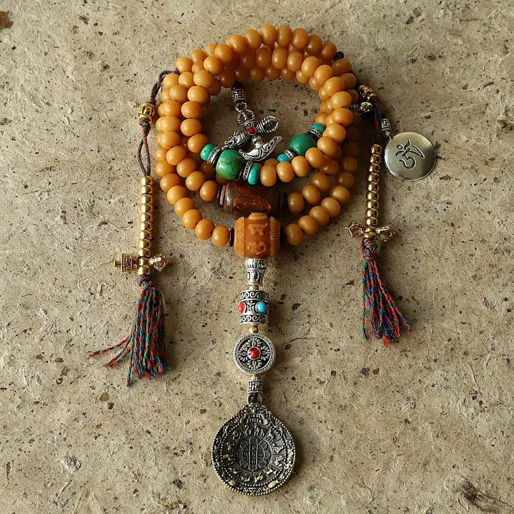 Tíbet 108 Mala cuentas Bodhi semilla Bagua Vajra pulsera de riqueza