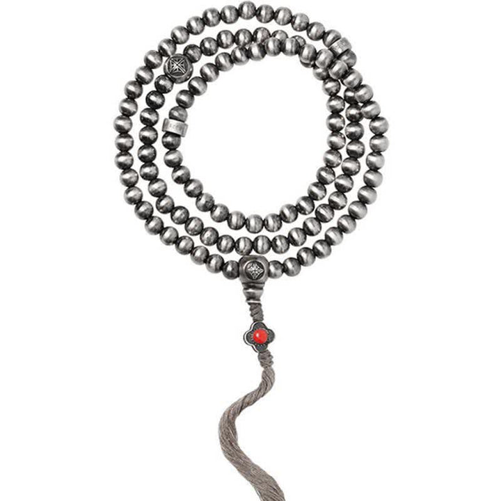 108 cuentas Mala de plata de ley 925, ágata roja, turquesa, pulsera con dijes de confianza