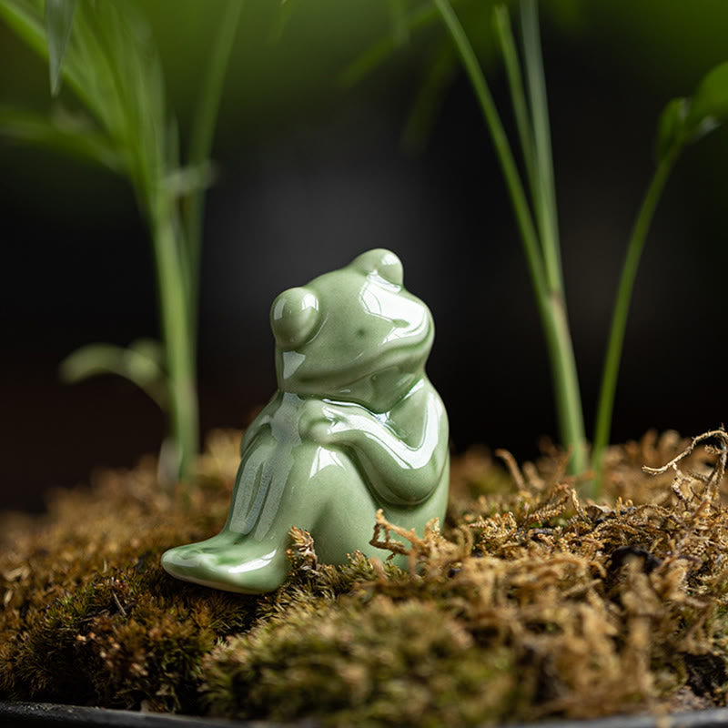 Mini Buddha Stones para meditación, loto pequeño, rana en reposo, cerámica, riqueza, suerte, té para el hogar, figura decorativa para mascotas - image 12