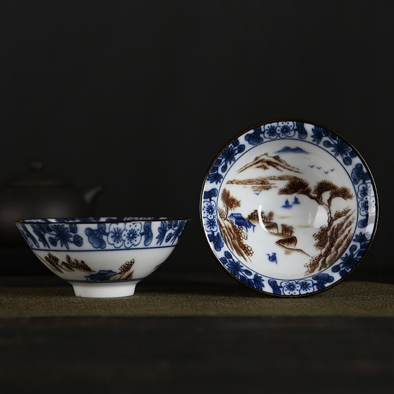 Taza de té de Buddha Stones, flores, carácter Fu, montañas, loto, flores de cerezo, taza de té de Kung Fu