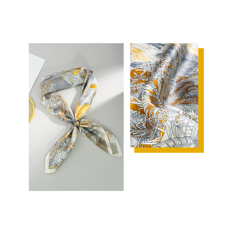 Bufanda de seda de morera 100% con pintura al óleo de jungla de Buddha Stones , bufanda de cuello de seda de doble cara de grado superior 6A - image 6