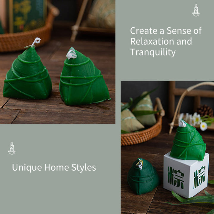 Vela perfumada con patrón Zongzi del Festival del Barco del Dragón de Buddha Stones , regalo para familiares y amigos