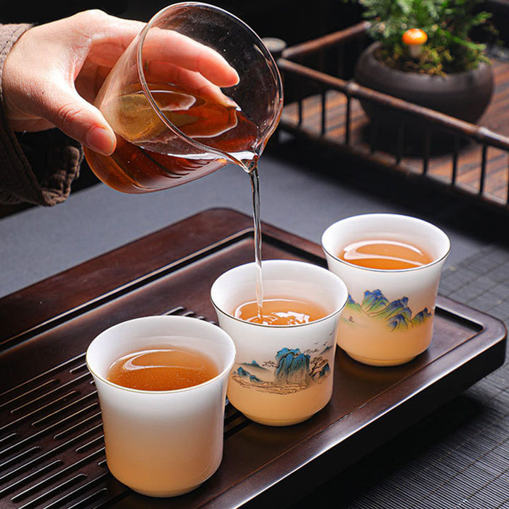 Taza de té de cerámica con diseño de árbol de ríos y montañas de piedras de Buddha Stones , taza de té de Kung Fu de 120ml