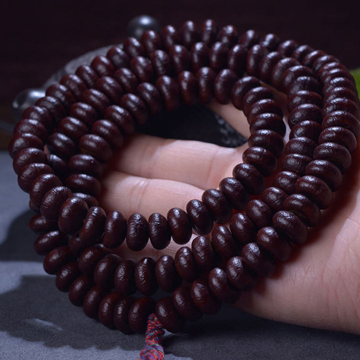 Pulsera de riqueza de semillas de Bodhi púrpura, 108 cuentas de Mala naturales del Tíbet, Buddha Stones