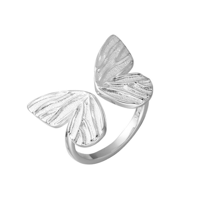 Anillo de libertad de amor con mariposa de plata de ley 925 con Buddha Stones