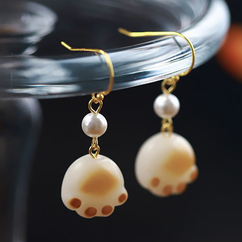Pendientes colgantes con forma de garra de gato y paz con semillas de Bodhi - image 2