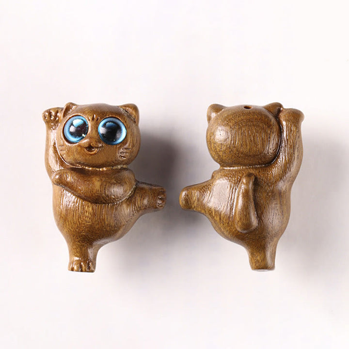 Buddha Stones Mini Sándalo Verde Gato Bailando Grabado Positivo Decoraciones de Escritorio - image 10