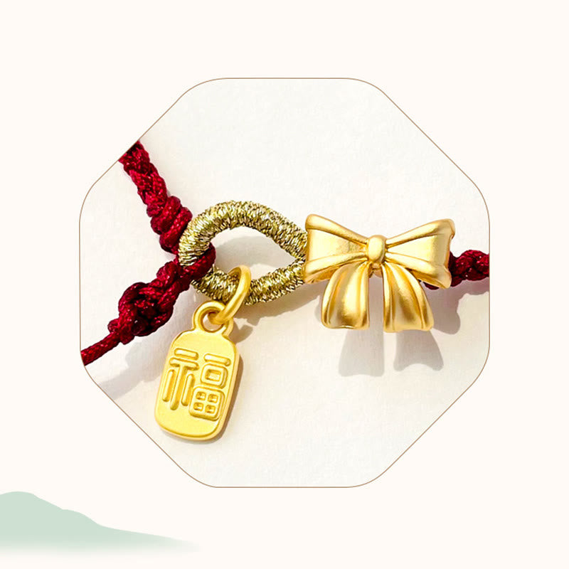 Buddha Stones hechas a mano, flor de melocotón, roseta, lazo, nudo Fu, amuleto, suerte, pulsera de cuerda roja