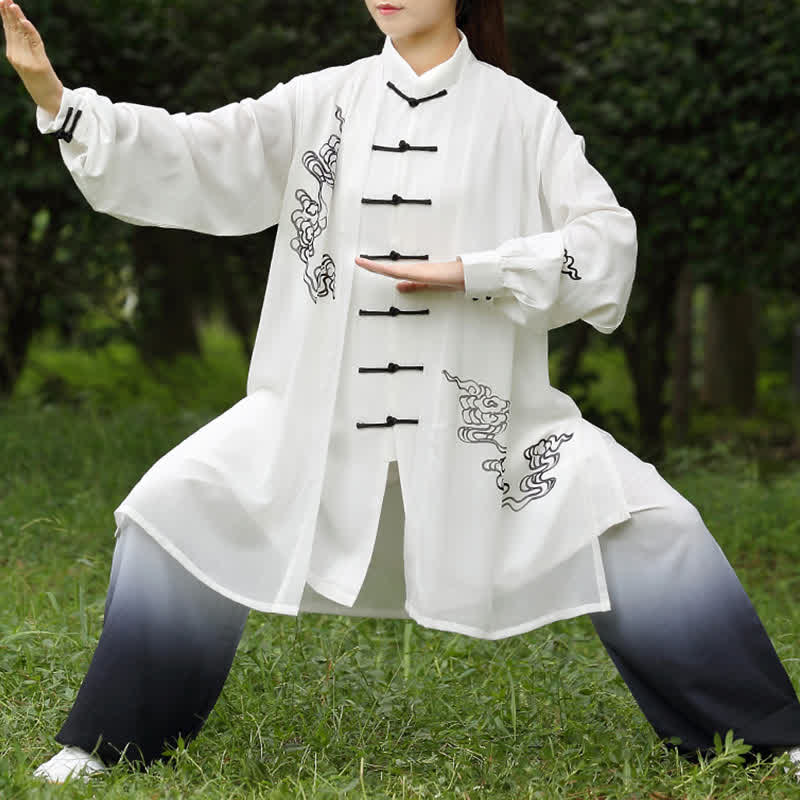 Conjunto de ropa para mujer con Buddha Stones, nubes auspiciosas, gradiente de meditación, oración, espiritualidad, zen, tai chi y qigong.