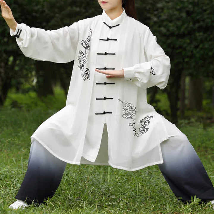 Conjunto de ropa para mujer con Buddha Stones, nubes auspiciosas, gradiente de meditación, oración, espiritualidad, zen, tai chi y qigong.