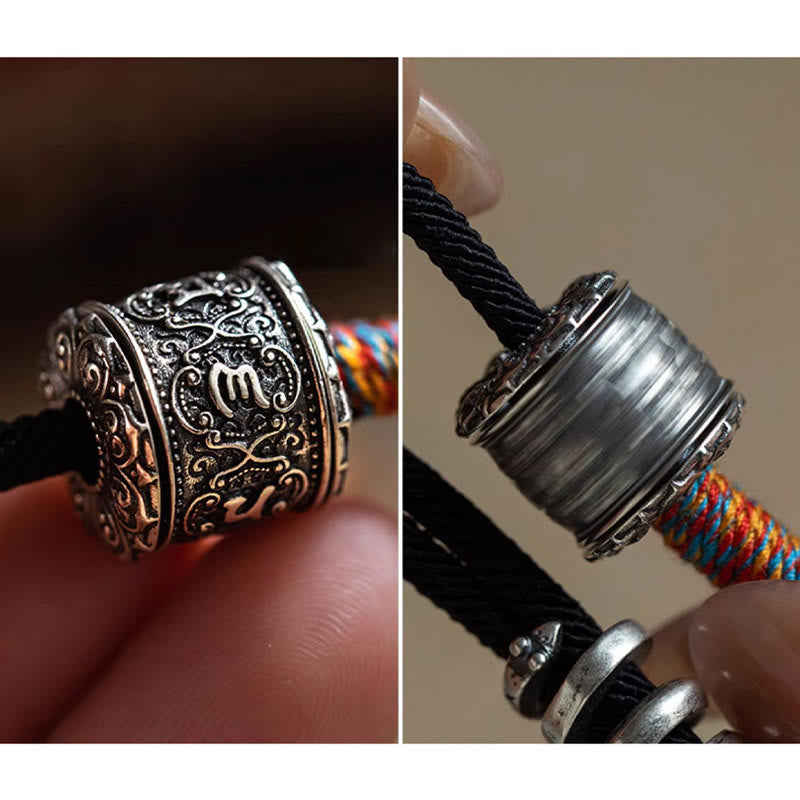 Pulsera de doble envoltura con amuleto tallado Om Mani Padme Hum tibetano con Buddha Stones