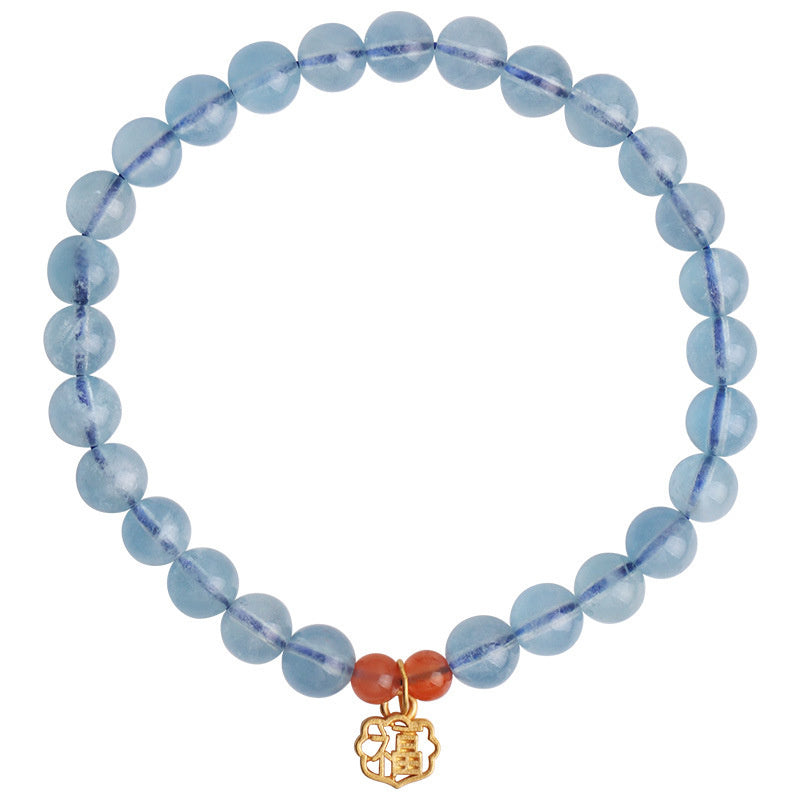 Pulsera con dije curativo de ágata roja de aguamarina natural