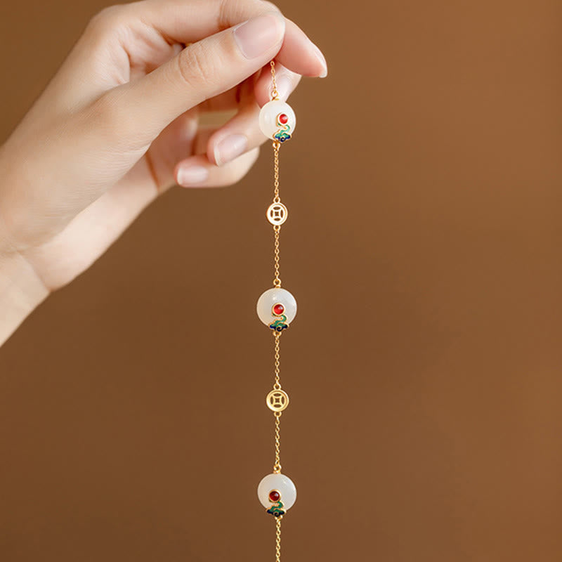 Pulsera de la suerte con diseño de jade y nubes propicias de Buddha Stones